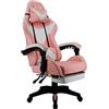 xRace - Poltrona da gaming per videogiochi, girevole, alta in pelle con supporto lombare, poggiatesta e poggiapiedi, regolabile, inclinabile, stile corse racing (rosa)