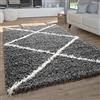 Paco Home Tappeto Salotto Pelo Lungo Tappeto Soggiorno Shaggy Motivo Diamante Scandinavo, Dimensione:120x170 cm, Colore:Antracite
