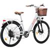 cysum Cityrun Bici elettrica, City E-Bike Donna e Uomo, 26 pollici Bicicletta elettrica a pedalata assistita, Batteria 36 V 10 Ah, Autonomia 80 km, Motore 250 W, Max 25 km/h (bianco)