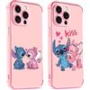 Stradvnaly [2 Pezzi] Stitch Cover per iPhone 8 iPhone 7 iPhone SE 2022/2020 4,7, Cartoon Anime Galvanizzato Custodia per Protezione Fotocamera Sottile e Morbida Protettiva TPU Antiurto Silicone Cover,Rosa,06