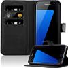 Cadorabo Custodia Libro per Samsung Galaxy S7 Edge in Nero Carbone - con Vani di Carte, Funzione Stand e Chiusura Magnetica - Portafoglio Cover Case Wallet Book Etui Protezione