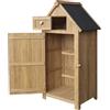 Wiltec Armadio da giardino a casetta In legno d'abete con tetto in bitume 770x540x1370 mm Per esterni