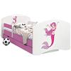 Happy Babies - Letto Bambino Rosa A Due Lati con CASSETTO Design Moderno con Bordi Sicuri e Materasso in Schiuma Anticaduta 7 cm (21. Sirena Rosa, 180x90)