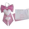 ideeanto Set fiocco nascita + sacchetto sacca primo cambio neonato personalizzato con nome (Rosa cuoricini)