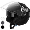 Westt casco moto casco jet doppia visiera omologato ECE 22.06 casco scooter caschi scooter per donna e uomo nero grigio bianco