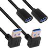 BRIEFCEC Cavo Prolunga USB 3.0 Maschio a USB 3.0 Femmina 90 Gradi USB Maschio a Femmina 30cm USB Prolunga 5 Gbps Connettore Adattatore per PC, Lettore di Schede, Tastiera, Scanner(Giù, 2Pezzi, Nero)