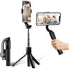 MIUUIPI Stabilizzatore Smartphone 1 assi Gimbal Stabilizzatore Selfie con Telecomando Bluetooth Piccolo Leggero Pieghevole per Vlogging Live Video YouTube Compatibile con iPhone/Android