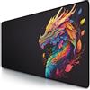 TITANWOLF - XXL Tappetino per Mouse da Gioco - Gaming Mousepad Extra Grande 900 x 400mm - Mousepad Pad con Base in Gomma Antiscivolo - Spessore 3mm - Nero - Modello Color Dragon