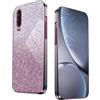 WBWONE Glitter Cover per Huawei P30, Bordo Elettroplaccato, Custodia Morbida con Adesivi Scintillio, Anti-Graffio Case - Rosa