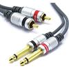 VITALCO Jack 6,35 mm a RCA Cavo Doppio Cinch Maschio a 2 X Jack 6,35 Connettore Adattatore
