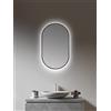 Talos Specchio a LED ovale, nero, 45 x 75 cm, adatto per ambienti umidi, adatto per il vostro bagno, specchio da parete con luce perimetrale, con cornice in alluminio di alta qualità