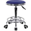 KKTONER Poggiapiedi Rotondo Regolazione in Altezza in Pelle PU con Cuscinetti Rotante per Salone Sgabello per Massaggi per Piccoli lavori (Blue)