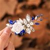 Ushiny Fermaglio per capelli da sposa con fiore in argento e perla per capelli da sposa in cristallo, per donne e ragazze