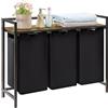 Lifewit Cesto Portabiancheria, Mobile Biancheria Sporca con Sacco Porta Biancheria in Tessuto Oxford e Ripiano in Metallo per Lavanderia, Camere da Letto, Bagno, Dormitori, 3 Scomparti, 120 L, Nero