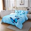 Loussiesd Copriletto con farfalle blu stampa farfalle blu set trapunta e ragazze donne volanti farfalla copertura 3D animale trapuntato da letto 2 pezzi 170X230cm