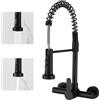 LIWEIKE Rubinetto da cucina a parete, girevole a 360°, colore nero, con 2 tipi di getto, montaggio a parete