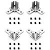 QWORK® Connettori per staffa angolare a 3 vie con viti per profilo in alluminio estruso serie 3030 , confezione da 4