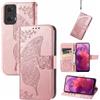 JIUNINE Cover per Motorola Moto G24 / G04 / G04S / Moto E14, Custodia Interno TPU Antiurto Portafoglio con Disegni di Farfalla [Carta Fessura] [Supporto Stand] Cover Libro in PU Pelle, Oro rosa