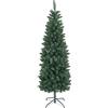 HOMCOM Albero di Natale Artificiale 180cm con 479 Rami, Albero di Natale Slim Alto e Stretto con Base Pieghevole, Verde