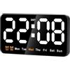 Frefgikty Orologio da parete digitale, 22,9 cm, a LED, grande display con 12/24 ore, cifre , piccolo orologio da parete silenzioso durevole ()