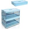 S.I.C Scatola Portaoggetti Trasparente Pieghevole,Scatole Immagazzinaggio Plastica,Organizer per Bagagliaio Auto,Armadi,Casa,Dispense,Ufficio (2*(50x36x26 cm), BLU)