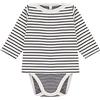 Petit Bateau A05CD, Body a maniche lunghe da marinaio Unisex - Bimbi 0-24, Bianco Marshmallow/Blu Smoking, 12 mesi