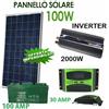 KIT FOTOVOLTAICO 1KW GIORNALIERO INVERTER 2000W PANNELLO ENERGIA SOLARE BATTERIA