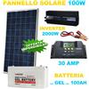 VIVALAMP KIT FOTOVOLTAICO 1KW GIORNALIERO INVERTER 2000W PANNELLO SOLARE BATTERIA GEL 100