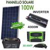 KIT FOTOVOLTAICO 1KW INVERTER 4000W PANNELLO 100W ENERGIA SOLAR BATTERIA 100 AMP