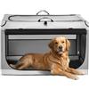 Petsfit Kennel Cane grande, Trasportino per Cane design strutturale regolabile, Cuccia per cani pieghevole, con tappetino spesso per interno e esterno,Grigio chiaro,XL