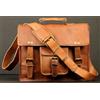 Fatto a mano Borsa da uomo vintage in pelle marrone con tracolla messenger per laptop tutt...