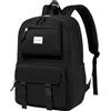 RAVUO Zaino Donna Uomo,Casual Zaino Scuola Media Superiore Zainetto Bambina Zainetto Bambino Zaino Università Zaino Porta Pc 15.6 Pollici Adatto Viaggio Lavoro Nero