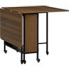 HOMCOM Tavolo da Pranzo Pieghevole, Tavolo a Ribalta per 4-6 Persone, Tavolo da Cucina Salvaspazio Moderno con Ripiano e 6 Ruote, in Metallo, 130x80x74 cm, Marrone