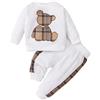 PATPAT Abbigliamento Bimbo e Bimba Tuta Felpata con Orsetto Ricamato a Manica Lunga per Neonati Autunno-Inverno bianco 18-24 mesi