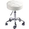 Leader Accessories Sgabello da Lavoro con Ruote Sedie da Bar Cromato Regolabile Girevole Bianco
