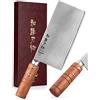 HEZHEN-18CM Mannaia, Acciaio Inossidabile Composito Coltello per Affettare,Coltello da Cucina Cinese,Coltello da Mannaia, Manico in Legno Padauk,Strumenti da Cucina per Chef