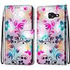 Mo-Somnus Cover per Samsung Galaxy A5 2017/ A520, Custodia in PU Pelle Magnetica Libro Flip Caso Antiurto Portafoglio [Supporto Stand] con Porta Carte e Cinturino da Polso Wallet Case (Fiore 1)