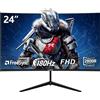 24 Pollici 180Hz Monitor Di Gioco Curvo, 100% Srgb,Fhd 1080P,1Ms,Senza Bordi, Fr