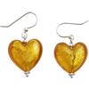Sophia Rose Orecchini in vetro di Murano con cuore rosa e oro realizzati con argento sterling
