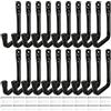 AKOLAFE 20 ganci da parete per garage, resistenti, neri, con viti, per pareti del garage, capannoni, biciclette, attrezzi da giardino (12 x 9 cm)