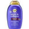 OGX Biotin & Collagen Shampoo (385 ml), shampoo rinforzante per capelli fini e sottili, con vitamina B7 biotina e collagene, senza solfati