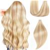 EINbeauty Extension in capelli veri, 20 pezzi, 35 cm, 40 g, biondo cenere con biondo sbiancante, lisci (14 pollici, P18 K/60 #)