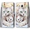 Mo-Somnus Cover per Samsung Galaxy J5 2016/ J510, Custodia in PU Pelle Magnetica Libro Flip Caso Antiurto Portafoglio [Supporto Stand] con Porta Carte e Cinturino da Polso Wallet Case (Gatti 2)
