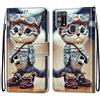 Mo-Somnus Cover per Samsung Galaxy M31, Custodia in PU Pelle Magnetica Libro Flip Caso Antiurto Portafoglio [Supporto Stand] con Porta Carte e Cinturino da Polso Wallet Case (Gatto 1)