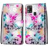 Mo-Somnus Cover per Samsung Galaxy M31, Custodia in PU Pelle Magnetica Libro Flip Caso Antiurto Portafoglio [Supporto Stand] con Porta Carte e Cinturino da Polso Wallet Case (Fiore 1)