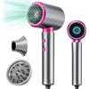 Oskuglin Asciugacapelli ionico professionale, asciugacapelli da 2400 W con pulsante caldo/freddo, 3 impostazioni di temperatura, diffusore incluso, adatto per parrucchieri professionali/domestici (Grigio)