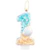 mciskin Candele di compleanno a sirena, paillette per torte, decorazioni per il primo compleanno delle ragazze, candela blu oceano con conchiglie