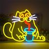 LUCUNSTAR Bere Gatto Insegna Al Neon Insegne al neon animali per decorazioni da parete Cat Neon Light Sign Bar scritte luminose con alimentazione USB per soggiorno Camera da letto Bar Club Party