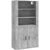 Tidyard Credenza Grigio Cemento in Legno Multistrato,Credenza Soggiorno Cucina,Arredamento da Cucina,Credenza Alta per Cucina,Credenza Combinato,Armadio Sospeso+Mobile Credenza,Convenienza Madia