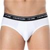 Calvin Klein Jeans Calvin Klein Hip Brief 2pk Slip, White W/Black WB, Small (Pacco da 2) Uomo